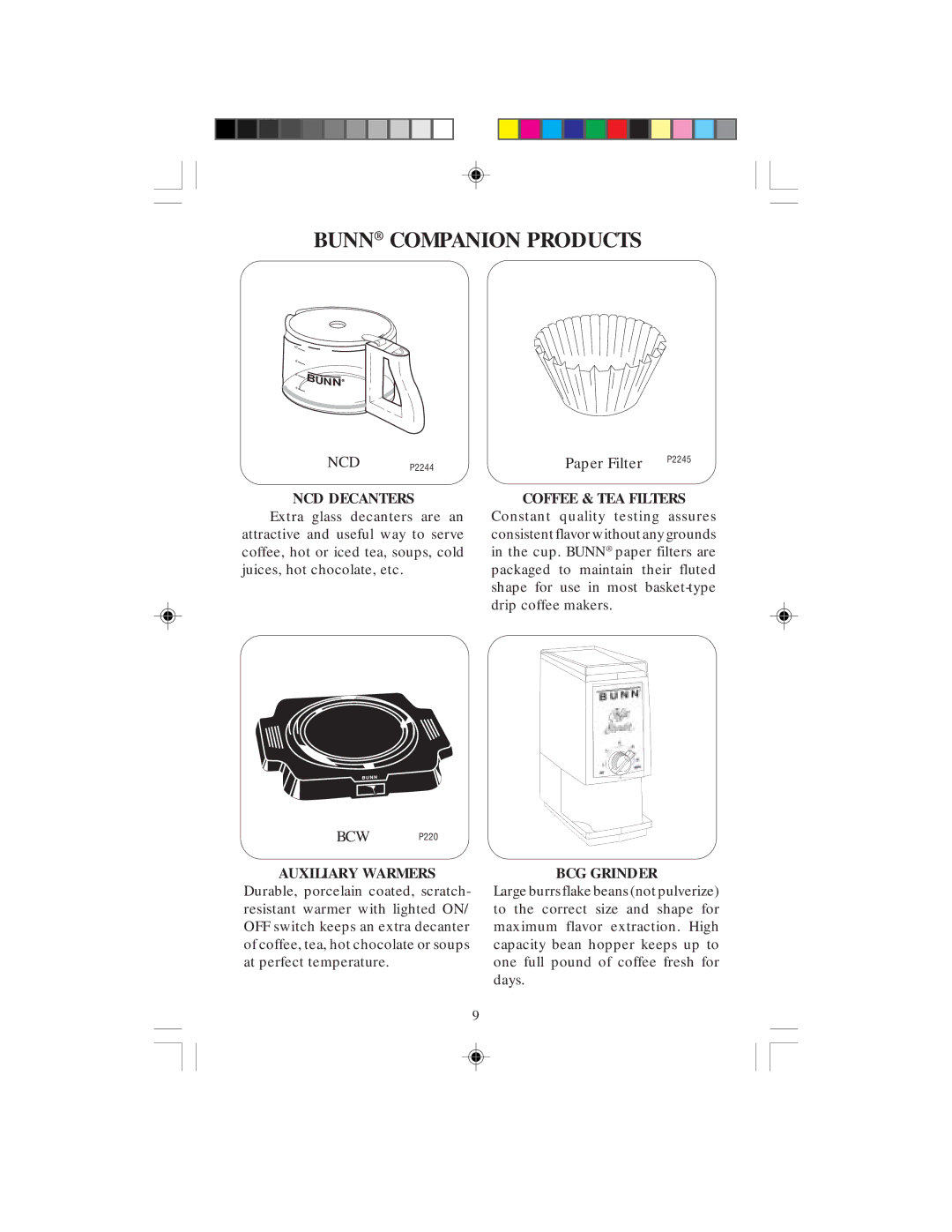 Bunn B10Series manual Bunn Companion Products, NCD Decanters 