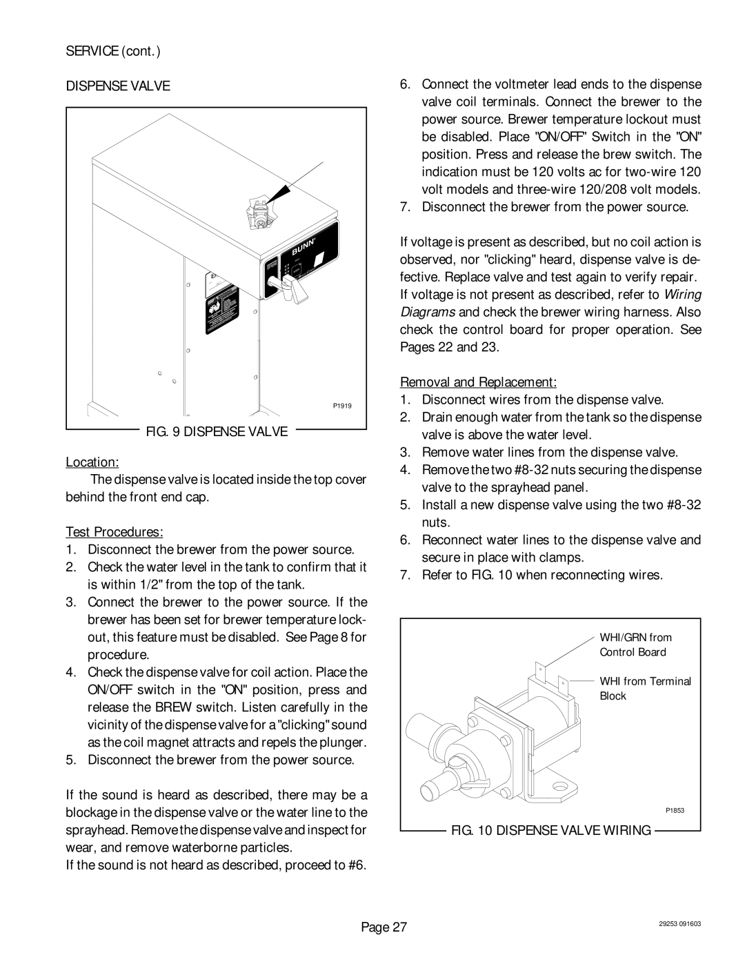 Bunn CEZF, CDBC service manual Dispense Valve 