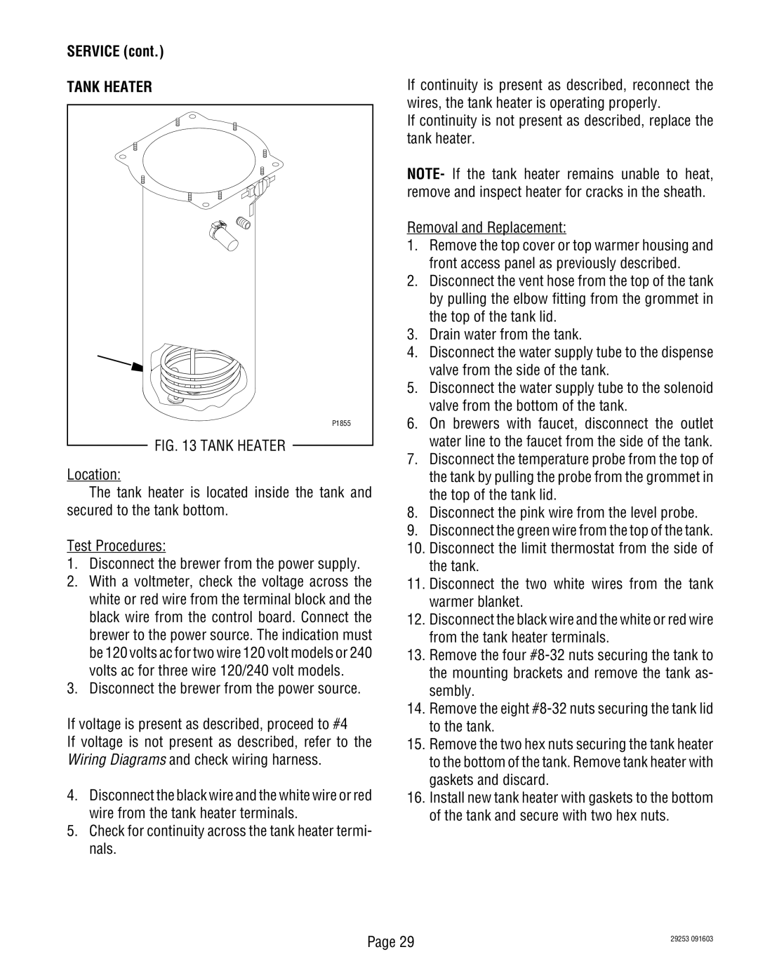 Bunn CEZF, CDBC service manual Tank Heater 