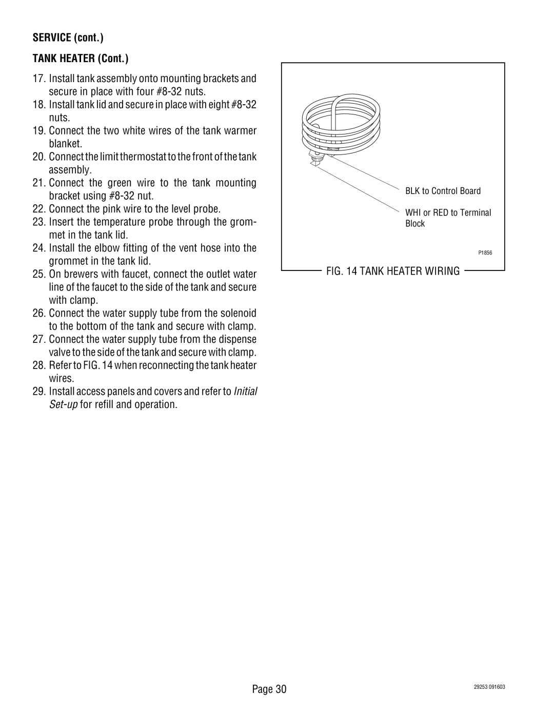 Bunn CDBC, CEZF service manual Service Tank Heater, Tank Heater Wiring 