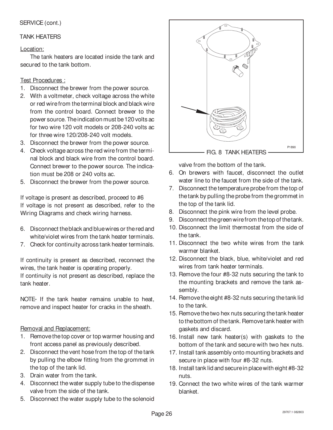 Bunn CDBC APS, CDBCF TC, CDBCF APS, CDBC TC manual Tank Heaters, Valve from the bottom of the tank 