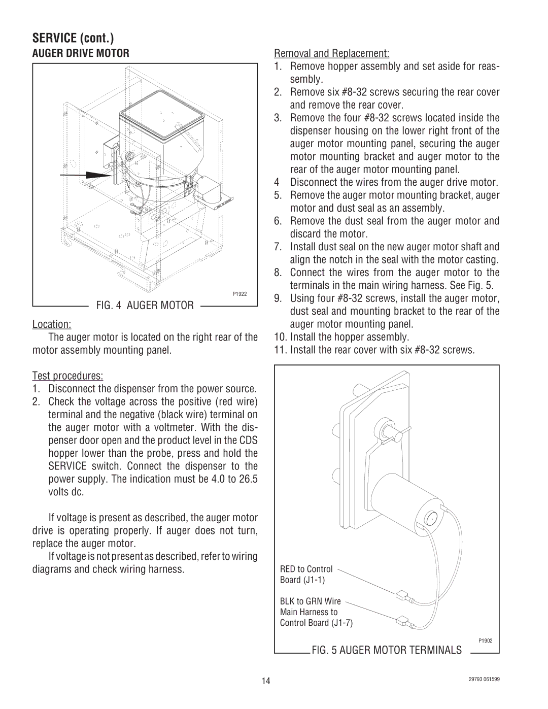 Bunn CDS-3, CDS-2 service manual Auger Drive Motor, Diagrams and check wiring harness 