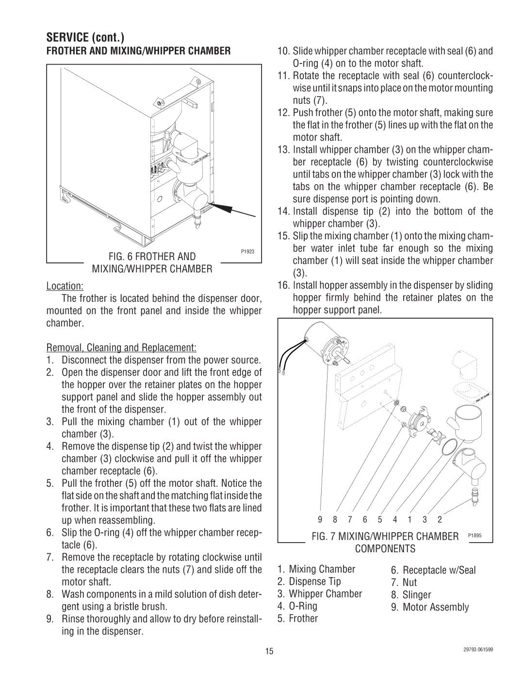 Bunn CDS-2, CDS-3 service manual Frother and MIXING/WHIPPER Chamber, Mixing Chamber 