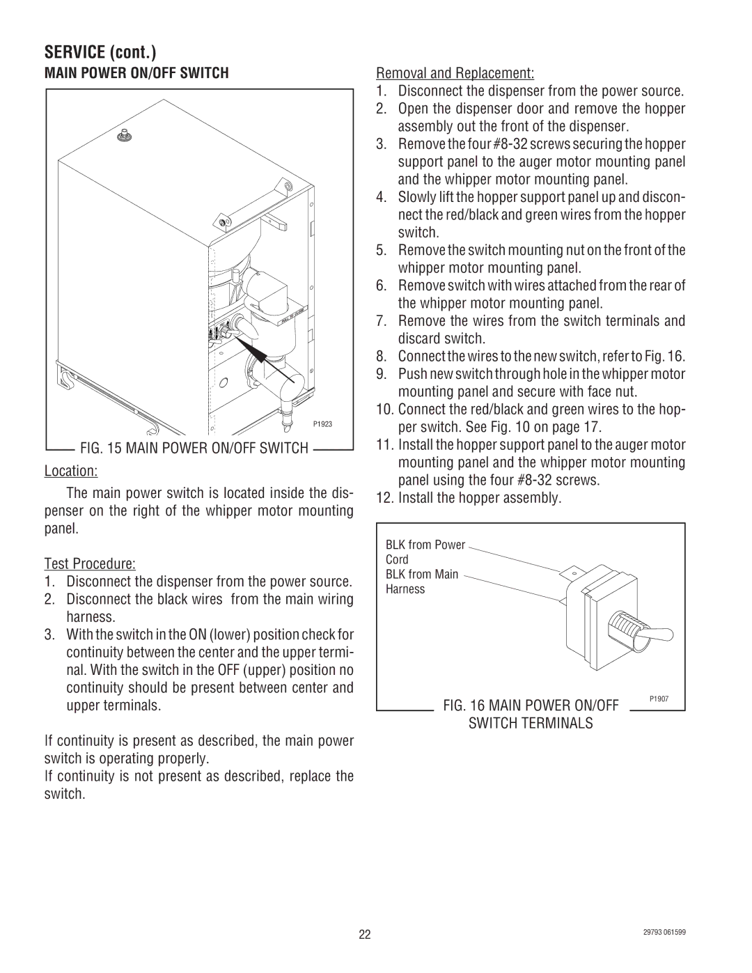 Bunn CDS-3, CDS-2 service manual Main Power ON/OFF Switch 