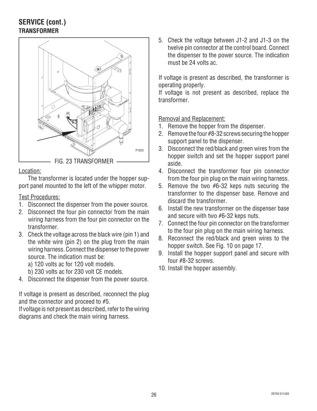 Bunn CDS-3, CDS-2 service manual Transformer 