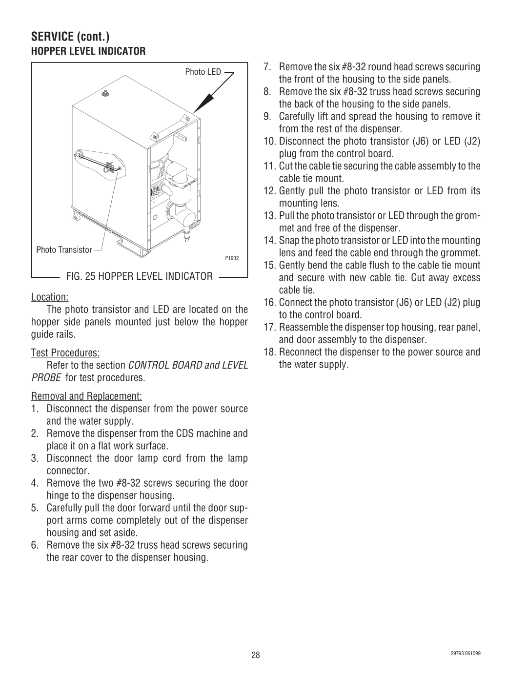 Bunn CDS-3, CDS-2 service manual Hopper Level Indicator 