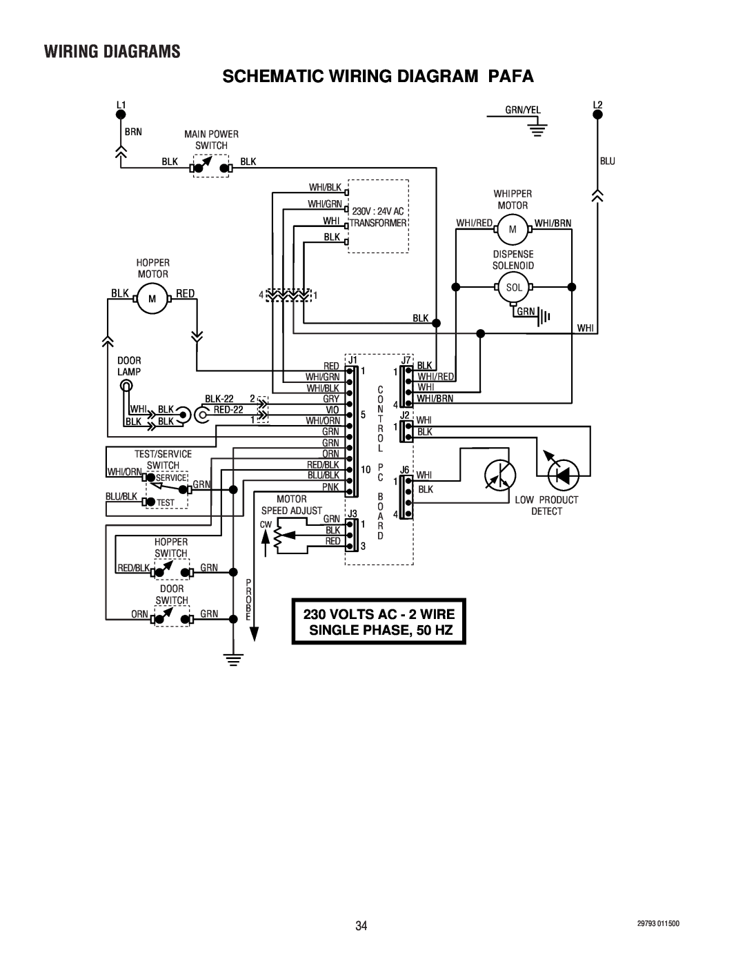 Bunn CDS-3, CDS-2 service manual Schematic Wiring Diagram Pafa, Wiring Diagrams, VOLTS AC - 2 WIRE, SINGLE PHASE, 50 HZ 
