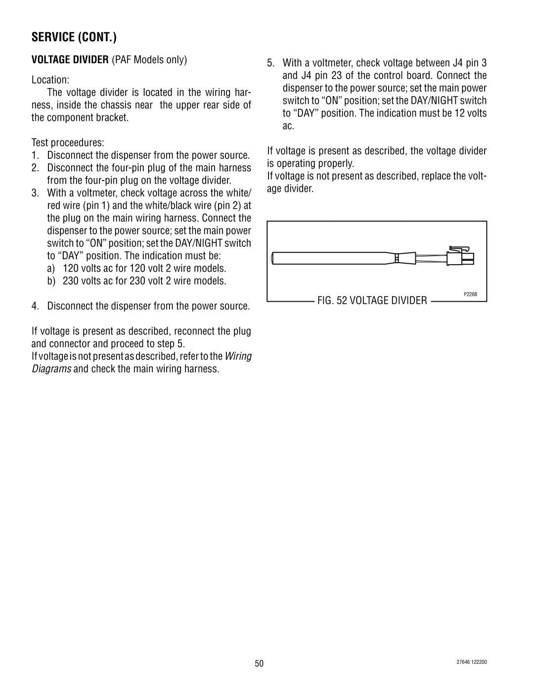 Bunn CDS-3 service manual Service, Voltage Divider 