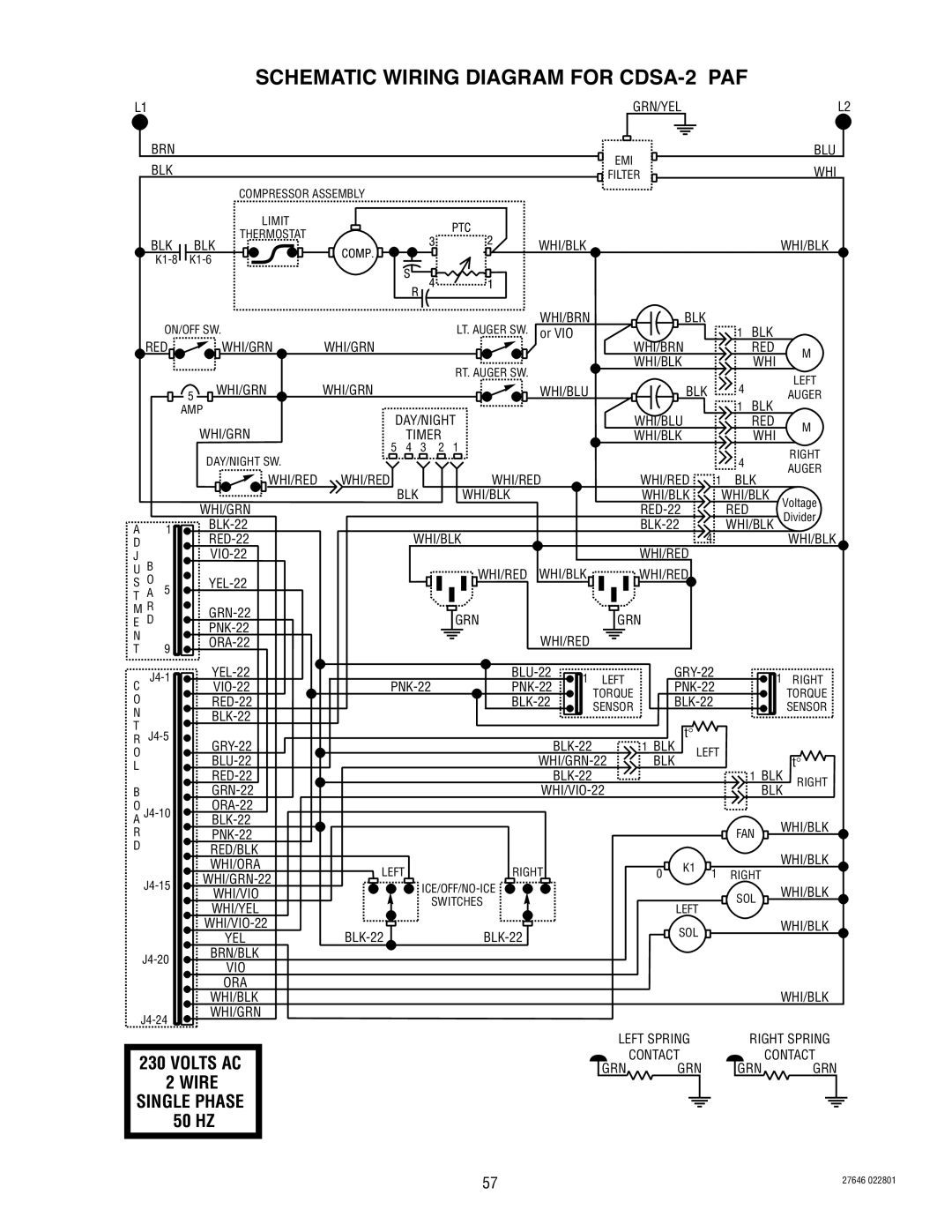 Bunn CDS-3 service manual Schematic Wiring Diagram for CDSA-2 PAF 