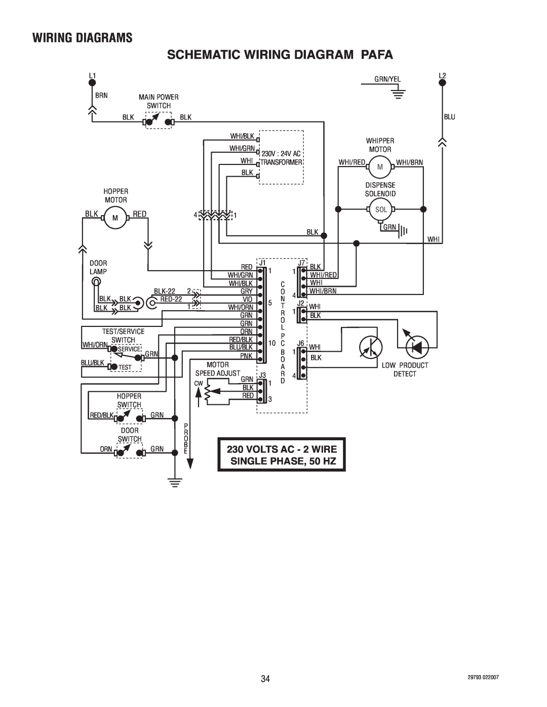 Bunn CDS-3 manual Wiring Diagrams Schematic Wiring Diagram Pafa, VOLTS AC - 2 WIRE, SINGLE PHASE, 50 HZ 
