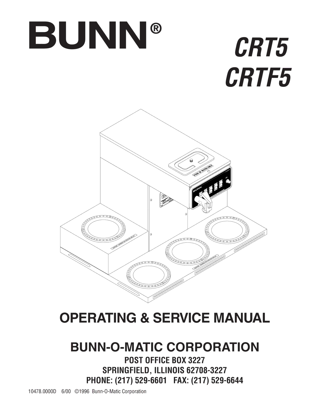 Bunn CRTF5 service manual Bunn CRT5 