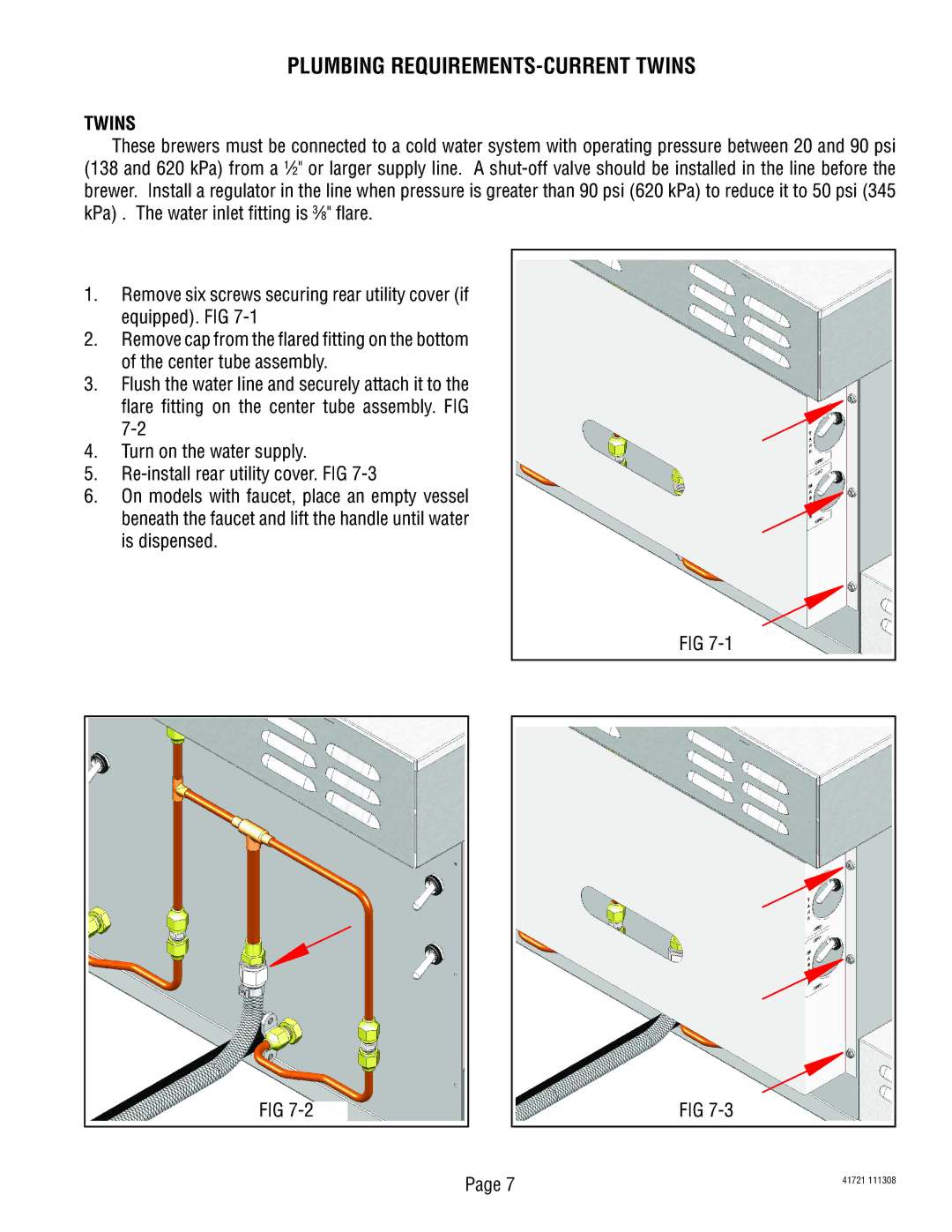 Bunn CWTF, CT service manual Plumbing REQUIREMENTS-CURRENT Twins 