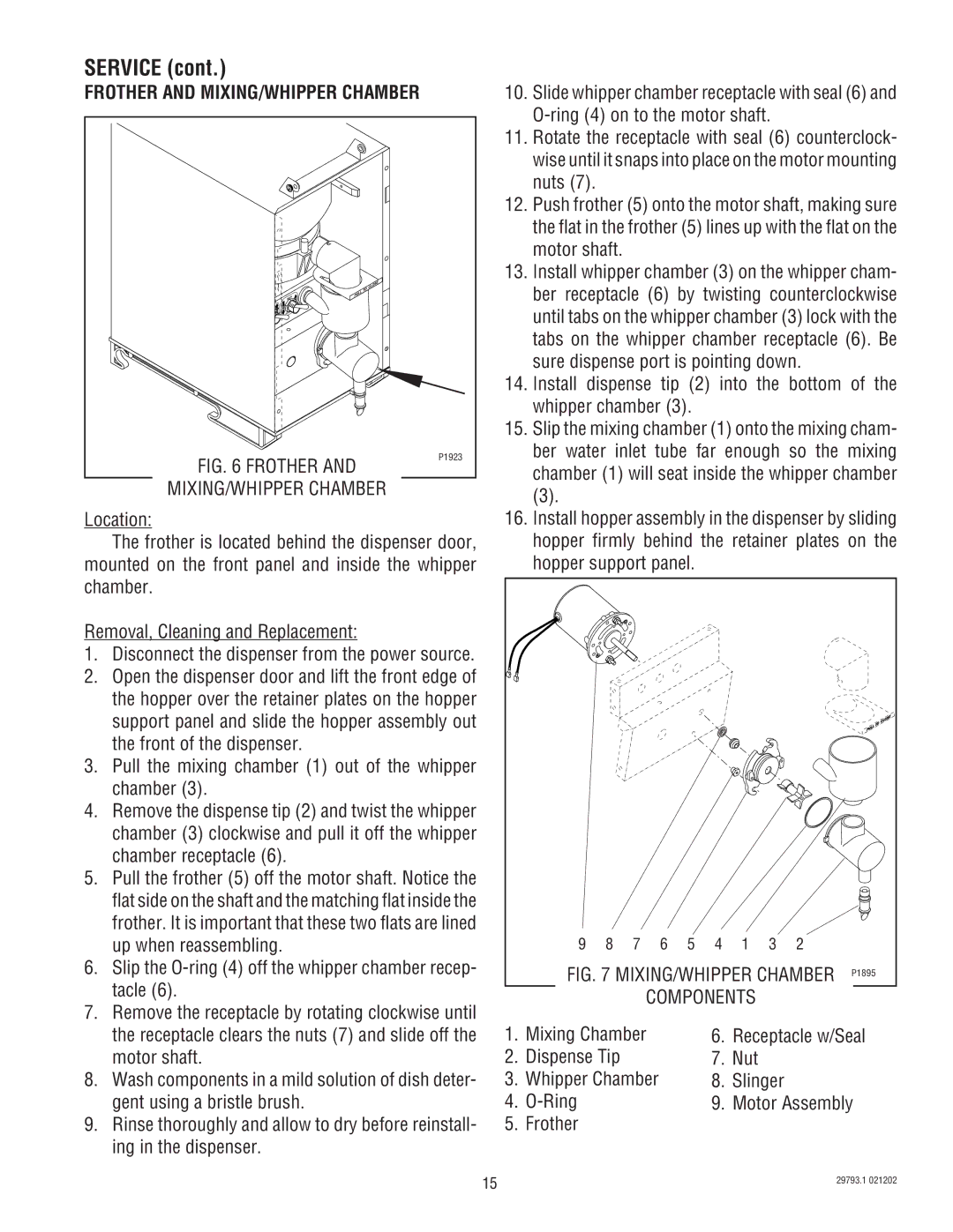 Bunn dispenser service manual Frother and MIXING/WHIPPER Chamber, Mixing Chamber 