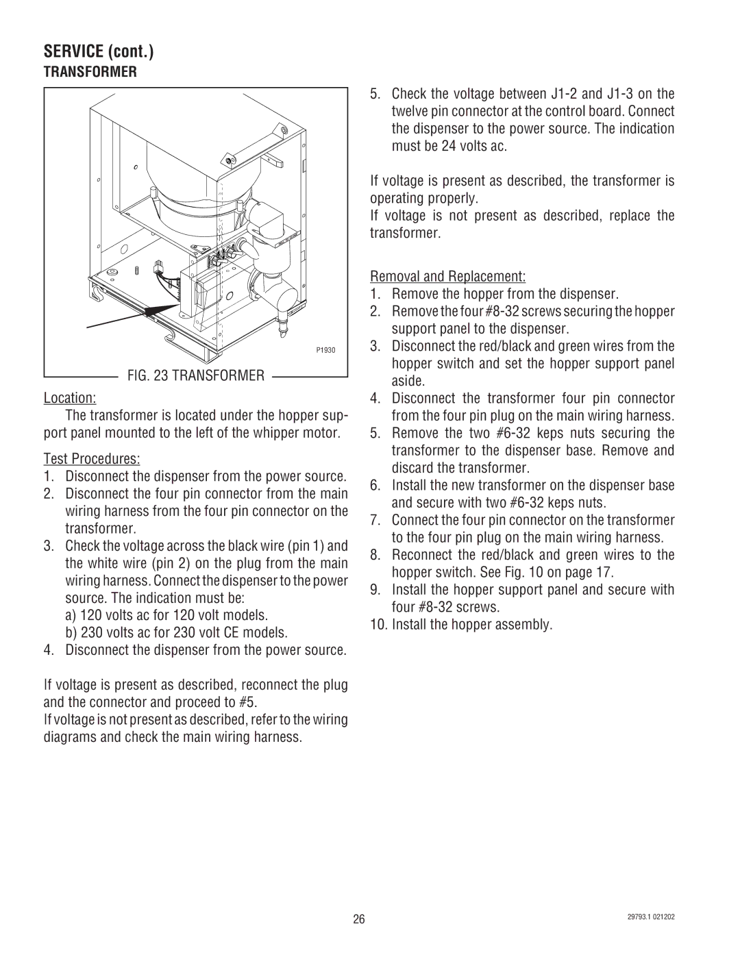 Bunn dispenser service manual Transformer 