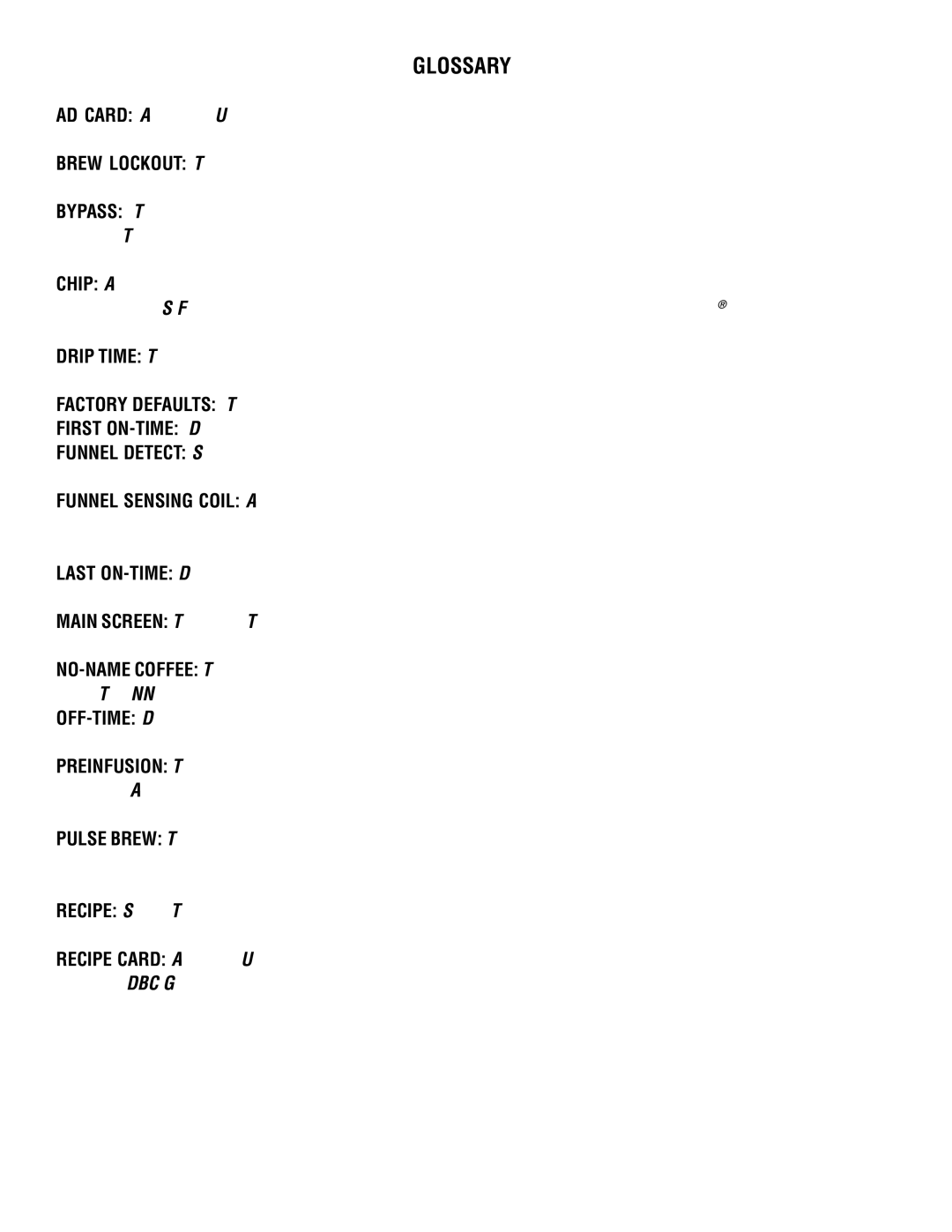 Bunn DUAL068000 manual Glossary 