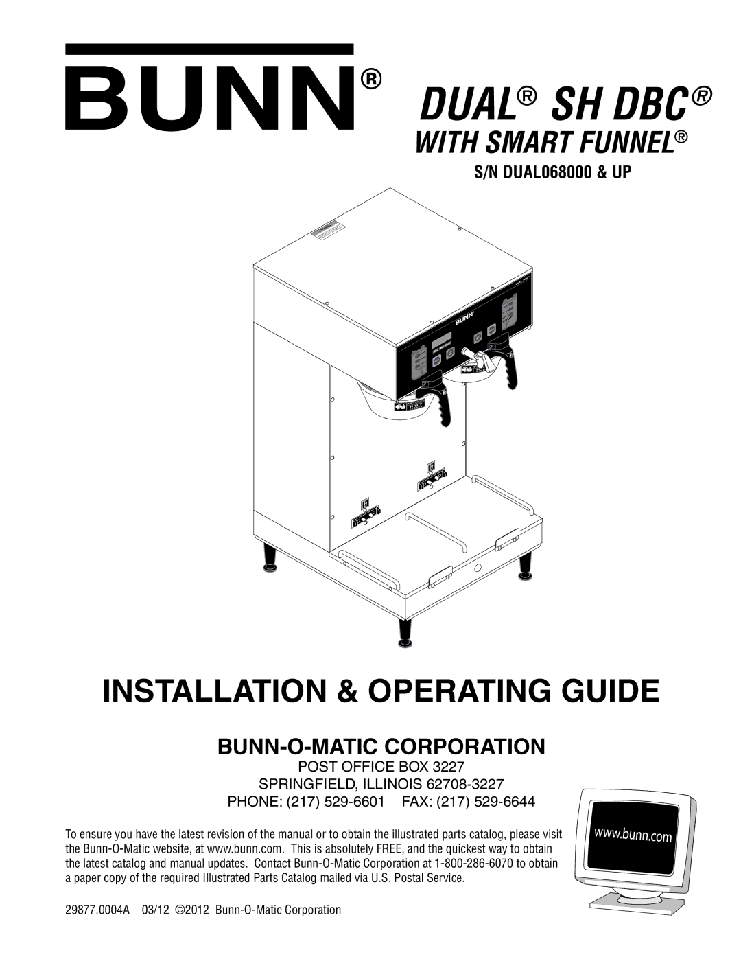 Bunn DUAL068000 manual Dual SH DBC 