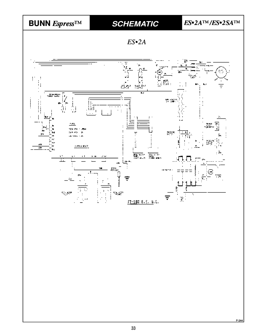 Bunn service manual BUNN Espress, Schematic, ES2A/ES2SA, P-244 
