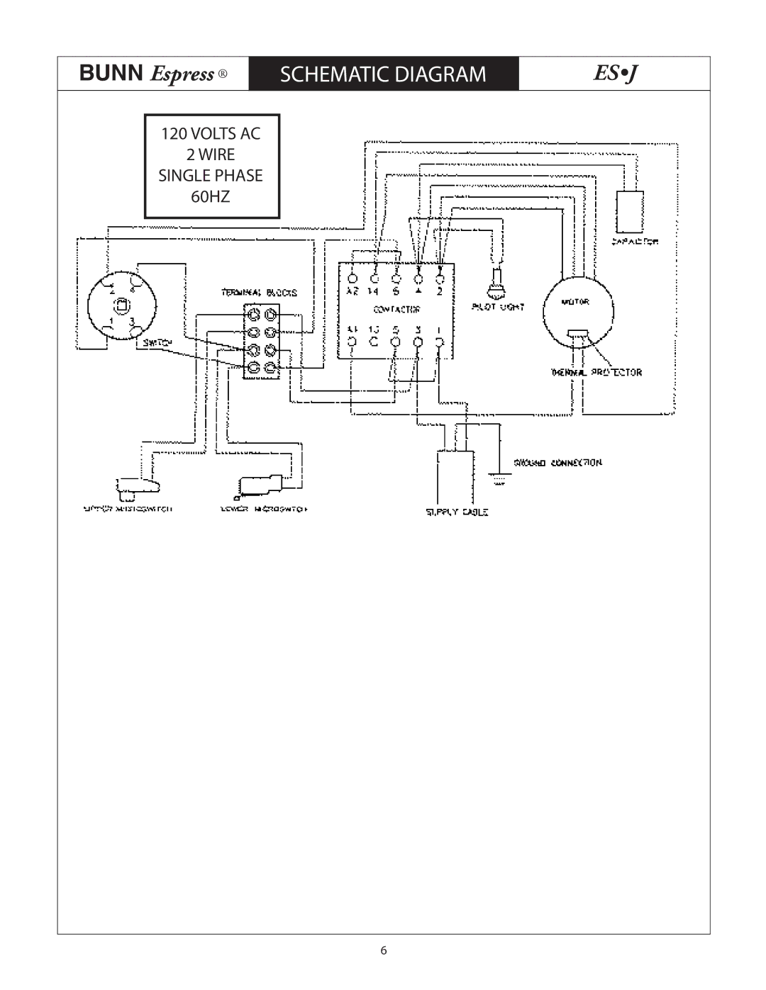 Bunn ESJ service manual Volts AC Wire Single Phase 