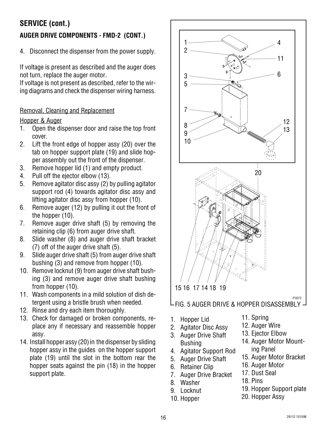 Bunn FMD-1, FMD-2 service manual Hopper Hopper Assy 