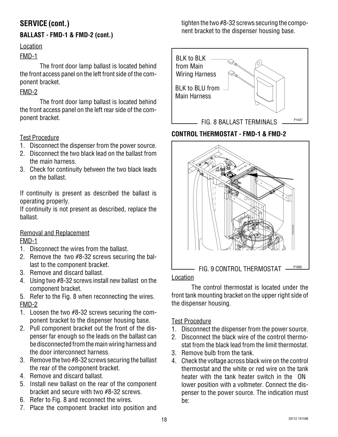 Bunn service manual Ballast FMD-1 & FMD-2, Location 