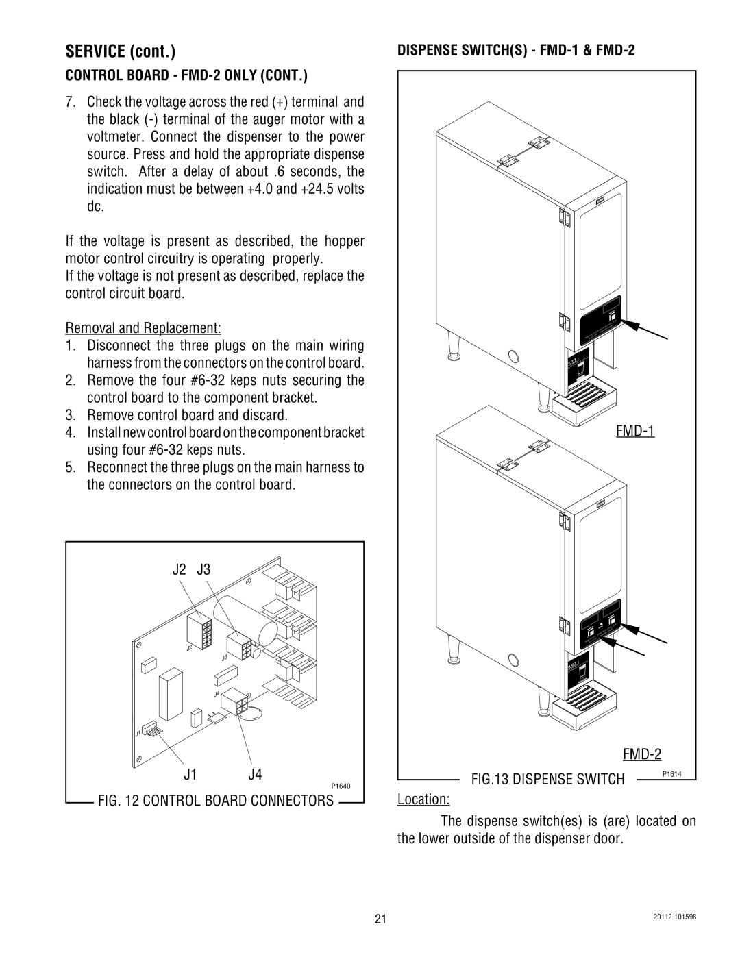 Bunn FMD-2, FMD-1 service manual Dispense Switch 