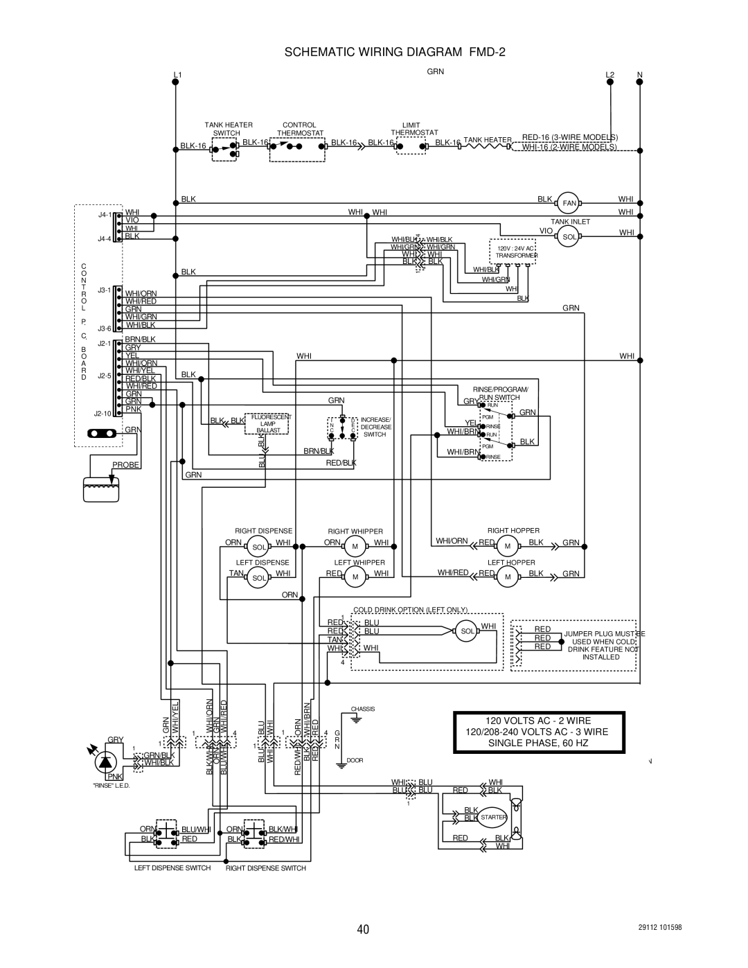 Bunn FMD-1 service manual Schematic Wiring Diagram FMD-2 