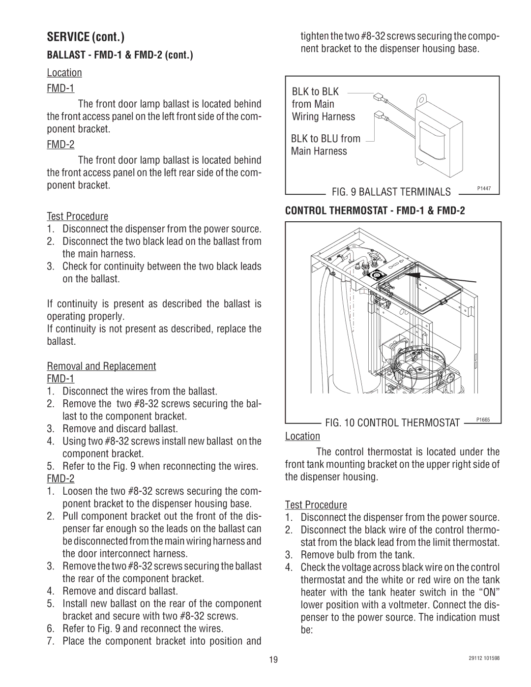 Bunn FMD-1 FMD-2 service manual Ballast FMD-1 & FMD-2, Location 