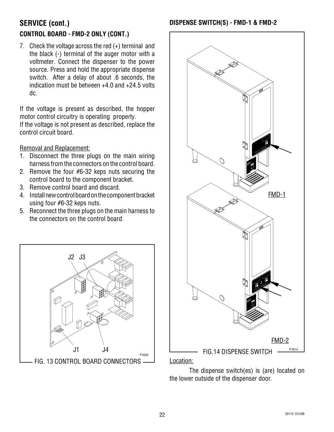 Bunn FMD-1 FMD-2 service manual Dispense Switch 