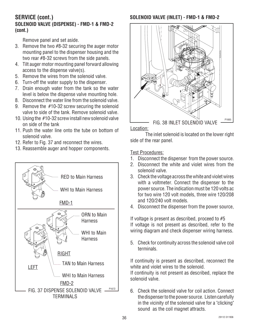 Bunn FMD-1 FMD-2 service manual Solenoid Valve Dispense FMD-1 & FMD-2 