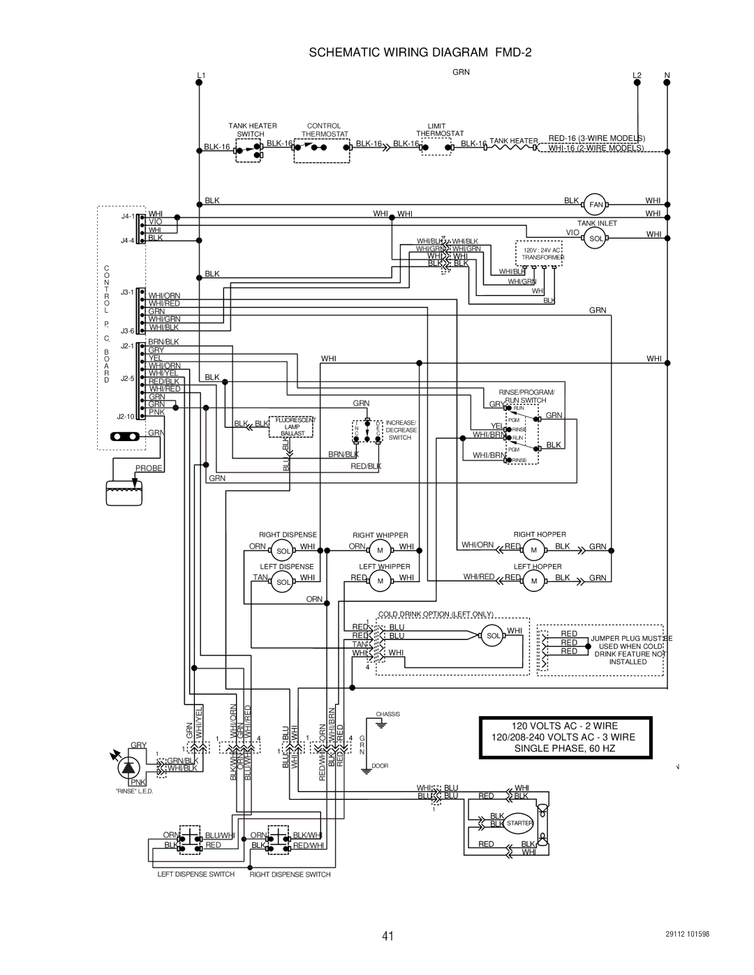 Bunn FMD-1 FMD-2 service manual Schematic Wiring Diagram FMD-2 