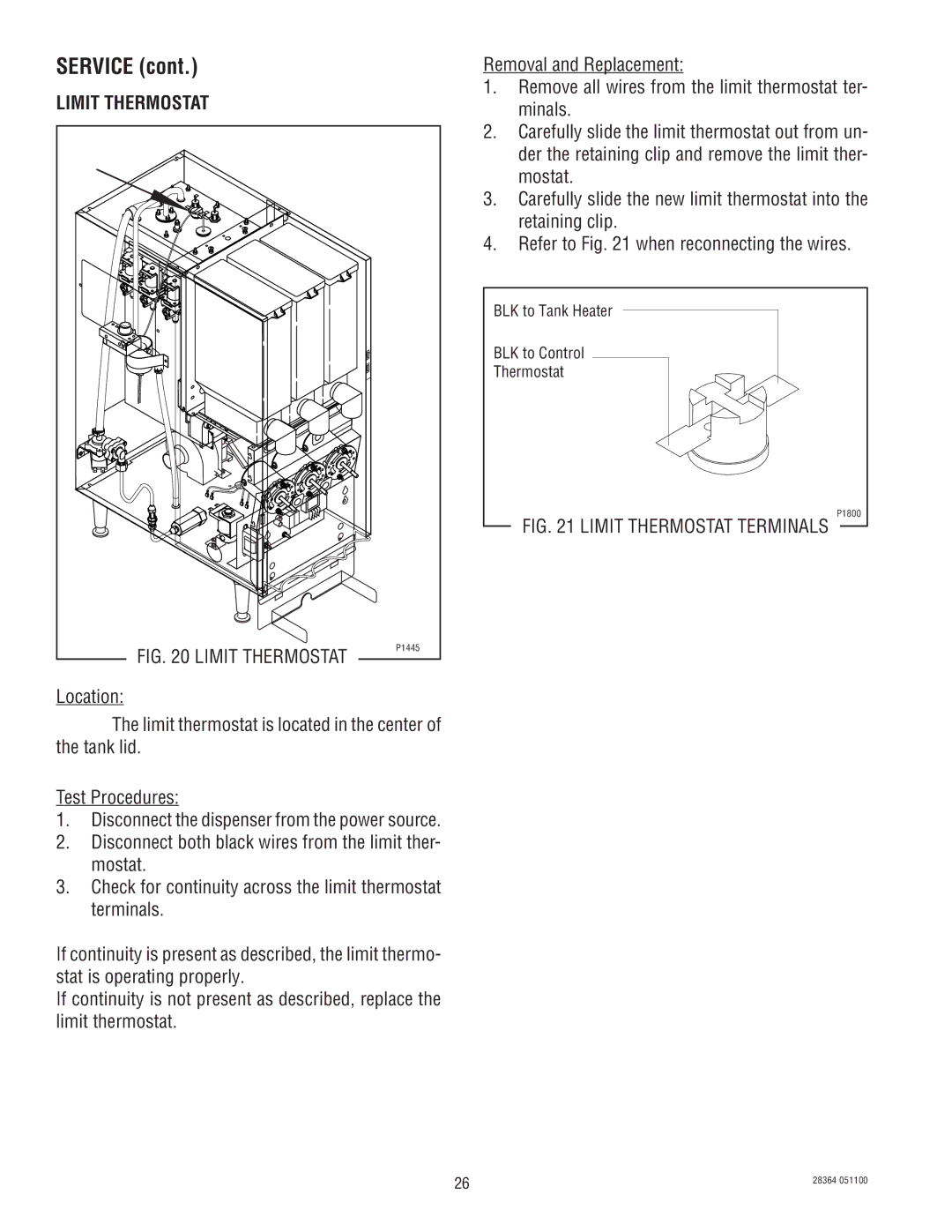 Bunn FMD-3 service manual Limit Thermostat 