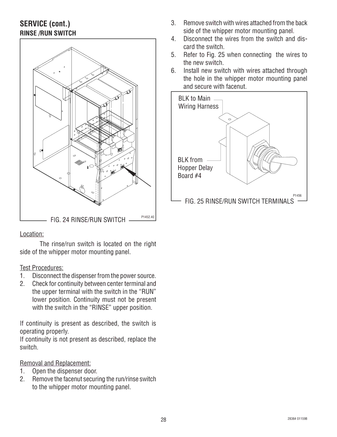 Bunn FMD-3 service manual Rinse /RUN Switch, RINSE/RUN Switch 