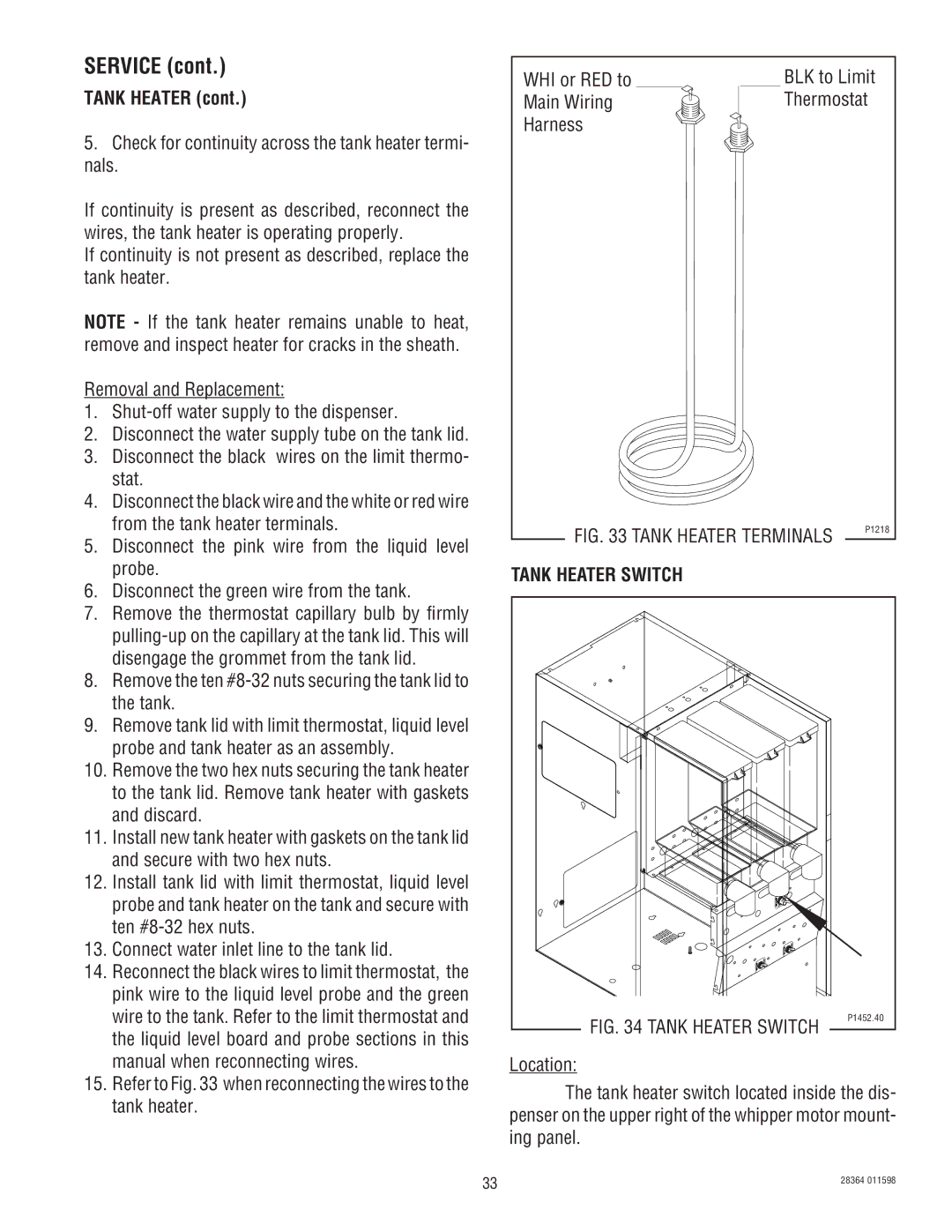 Bunn FMD-3 service manual Main Wiring Thermostat Harness, Tank Heater Switch 