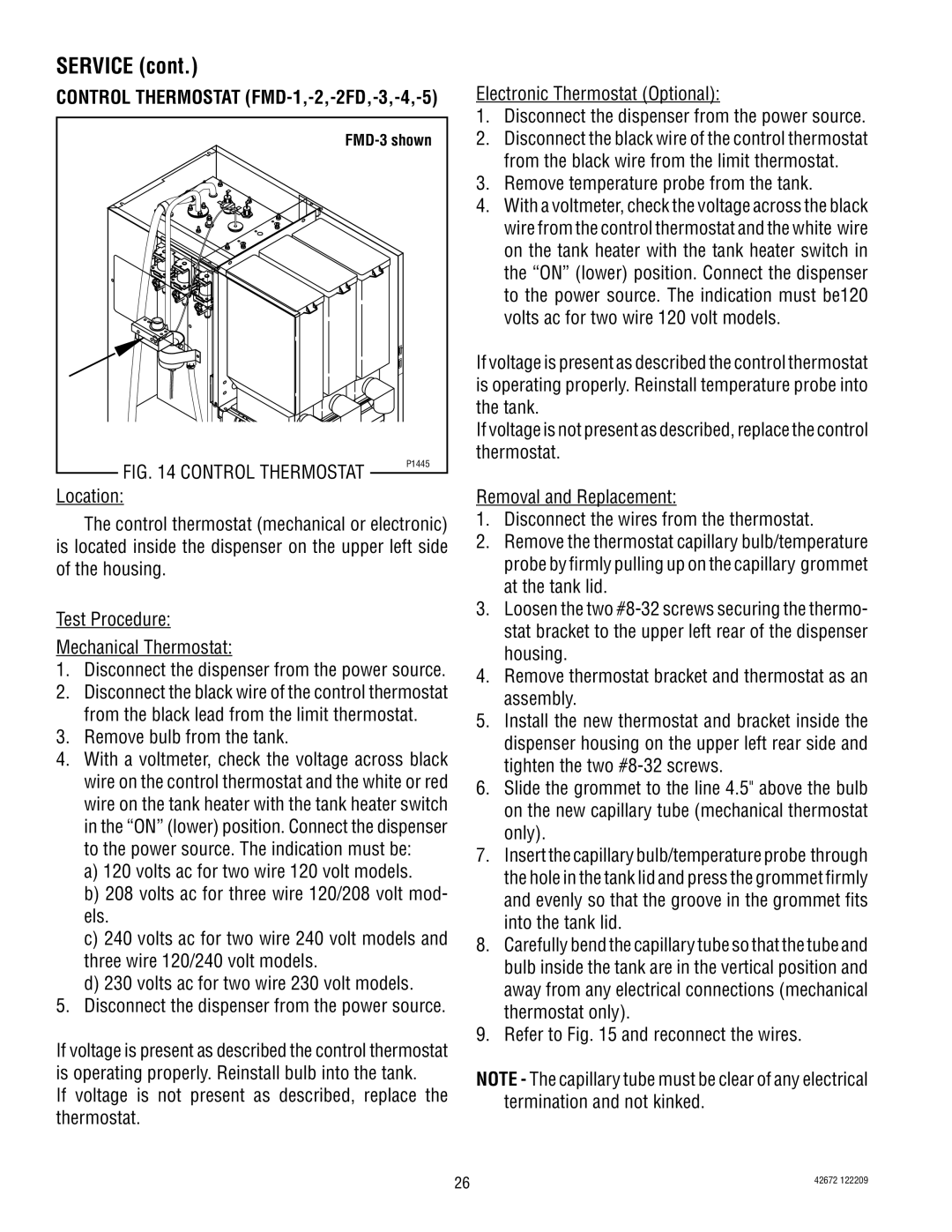 Bunn FMD-5, FMD-4 manual Location, Remove bulb from the tank, Remove temperature probe from the tank 