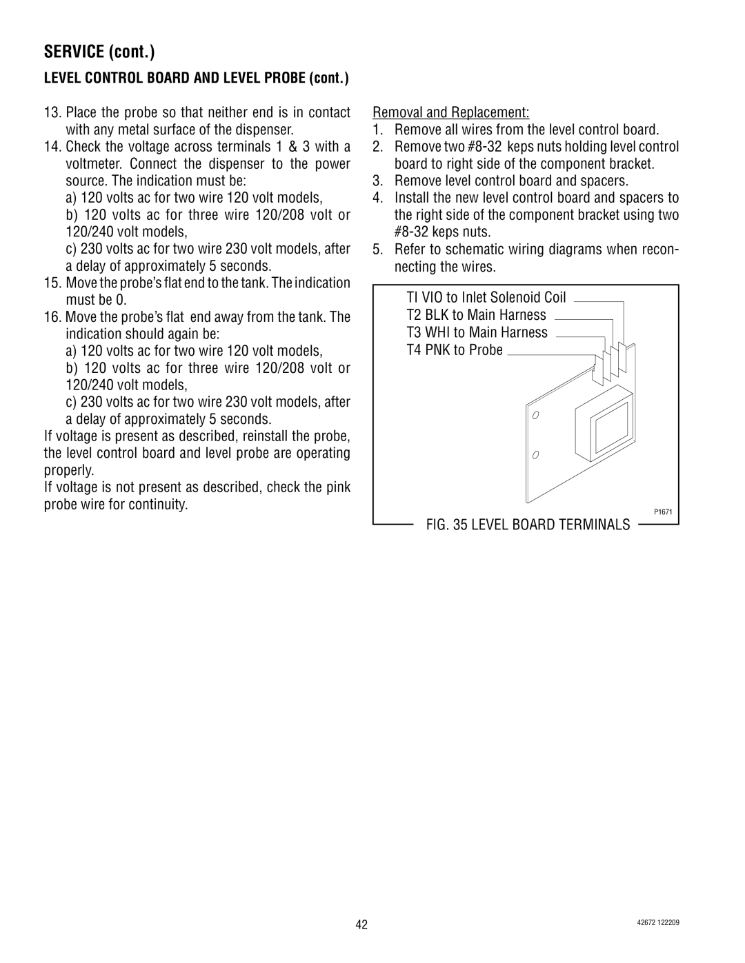 Bunn FMD-5, FMD-4 manual Level Board Terminals 