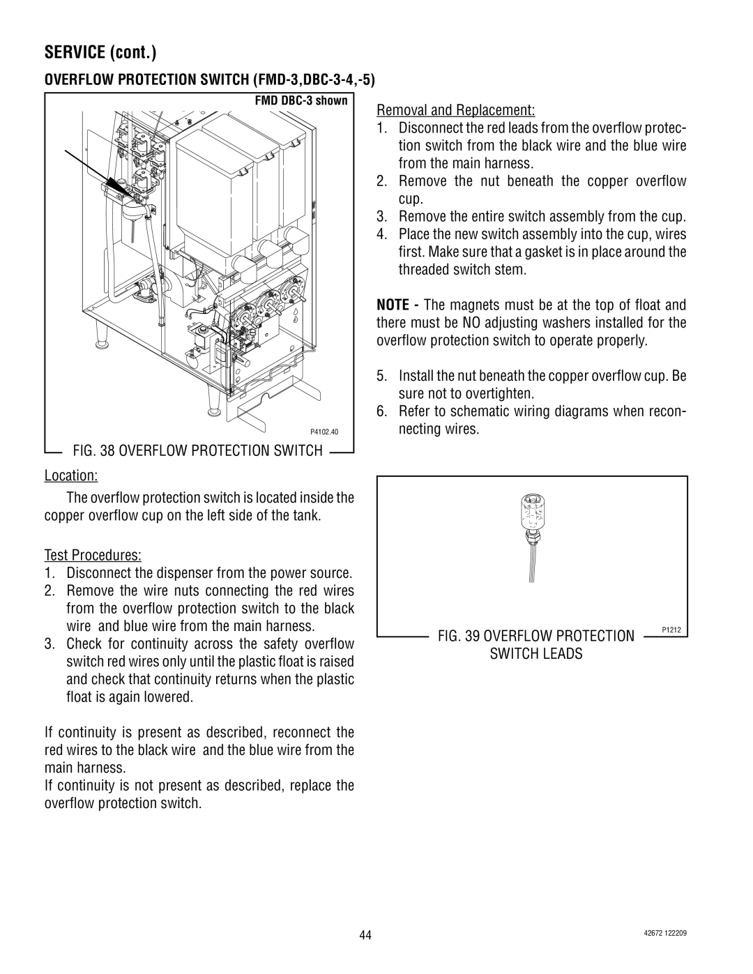 Bunn FMD-5, FMD-4 manual Overflow Protection Switch 