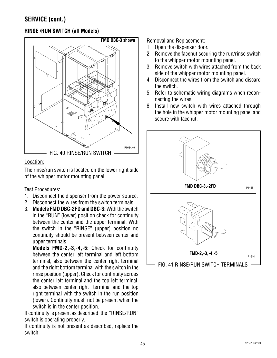 Bunn FMD-4, FMD-5 manual Rinse /RUN Switch all Models, RINSE/RUN Switch 