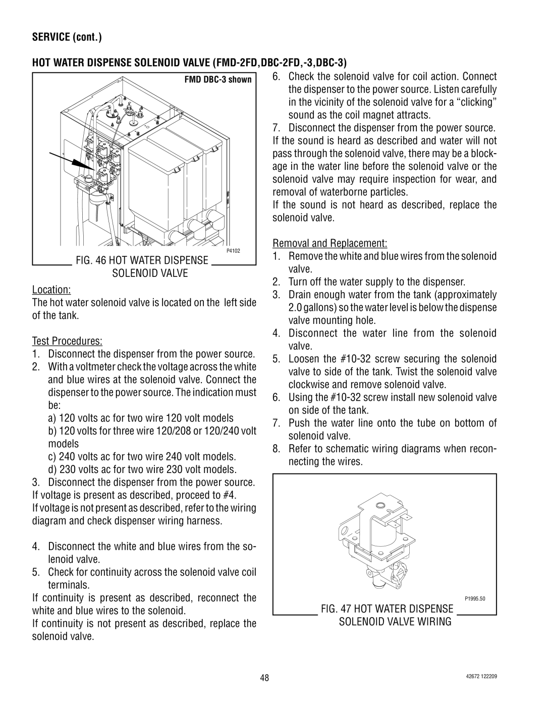 Bunn FMD-5, FMD-4 manual HOT Water Dispense Solenoid Valve FMD-2FD,DBC-2FD,-3,DBC-3 