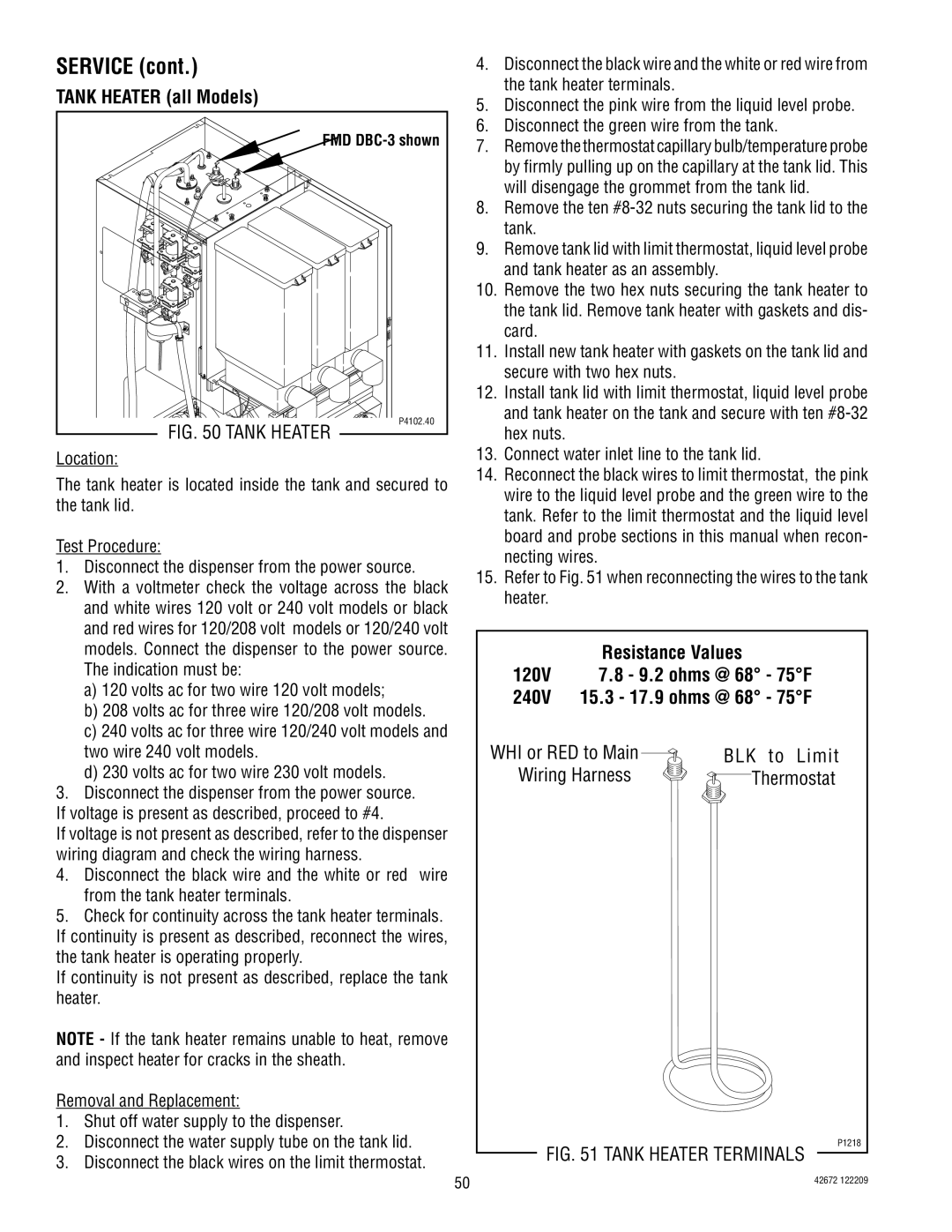 Bunn FMD-5, FMD-4 manual Tank Heater all Models, WHI or RED to Main BLK to Limit Wiring Harness 