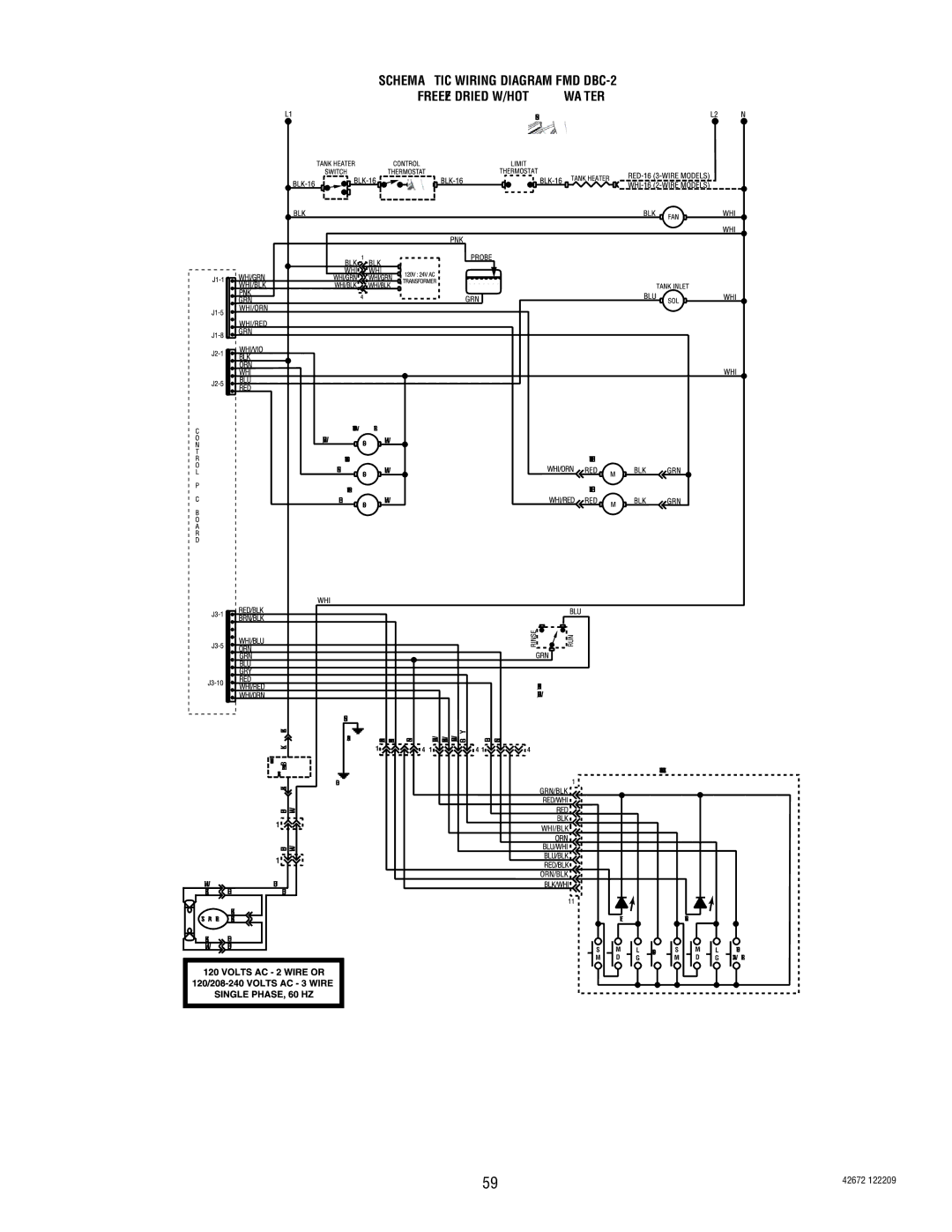 Bunn FMD-4, FMD-5 manual Schematic Wiring Diagram FMD DBC-2 Freeze Dried W/HOT Water 