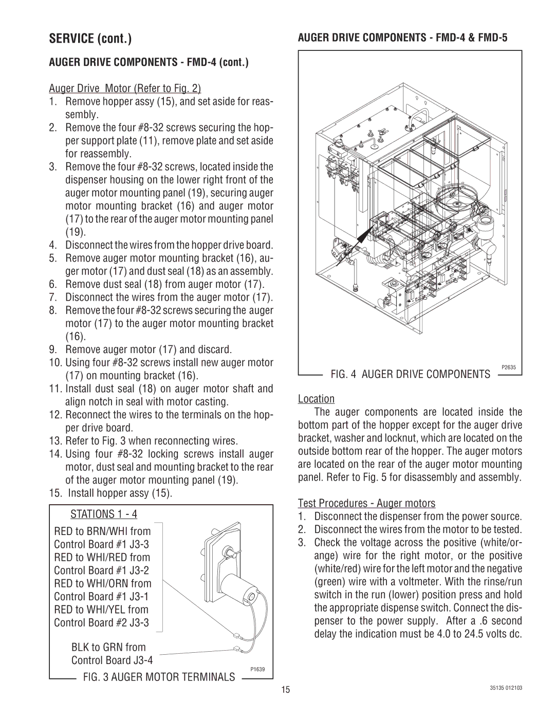 Bunn FMD-5 service manual Auger Drive Components FMD-4, To the rear of the auger motor mounting panel, Location 