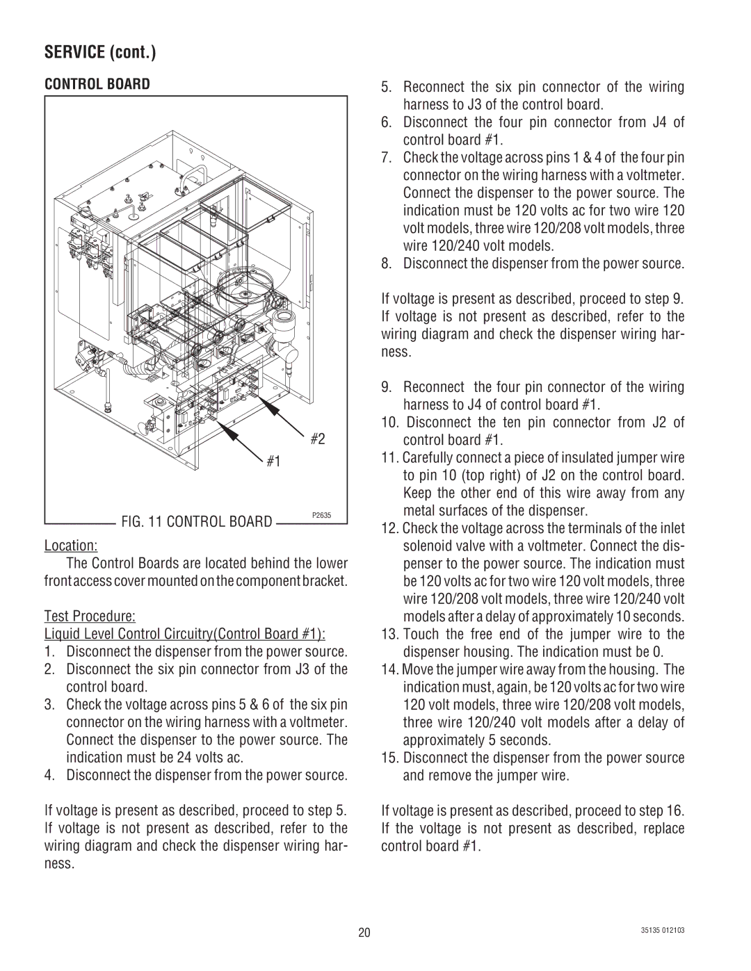 Bunn FMD-5, FMD-4 service manual Control Board 