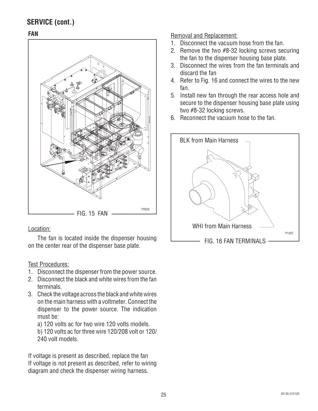 Bunn FMD-4, FMD-5 service manual Fan 