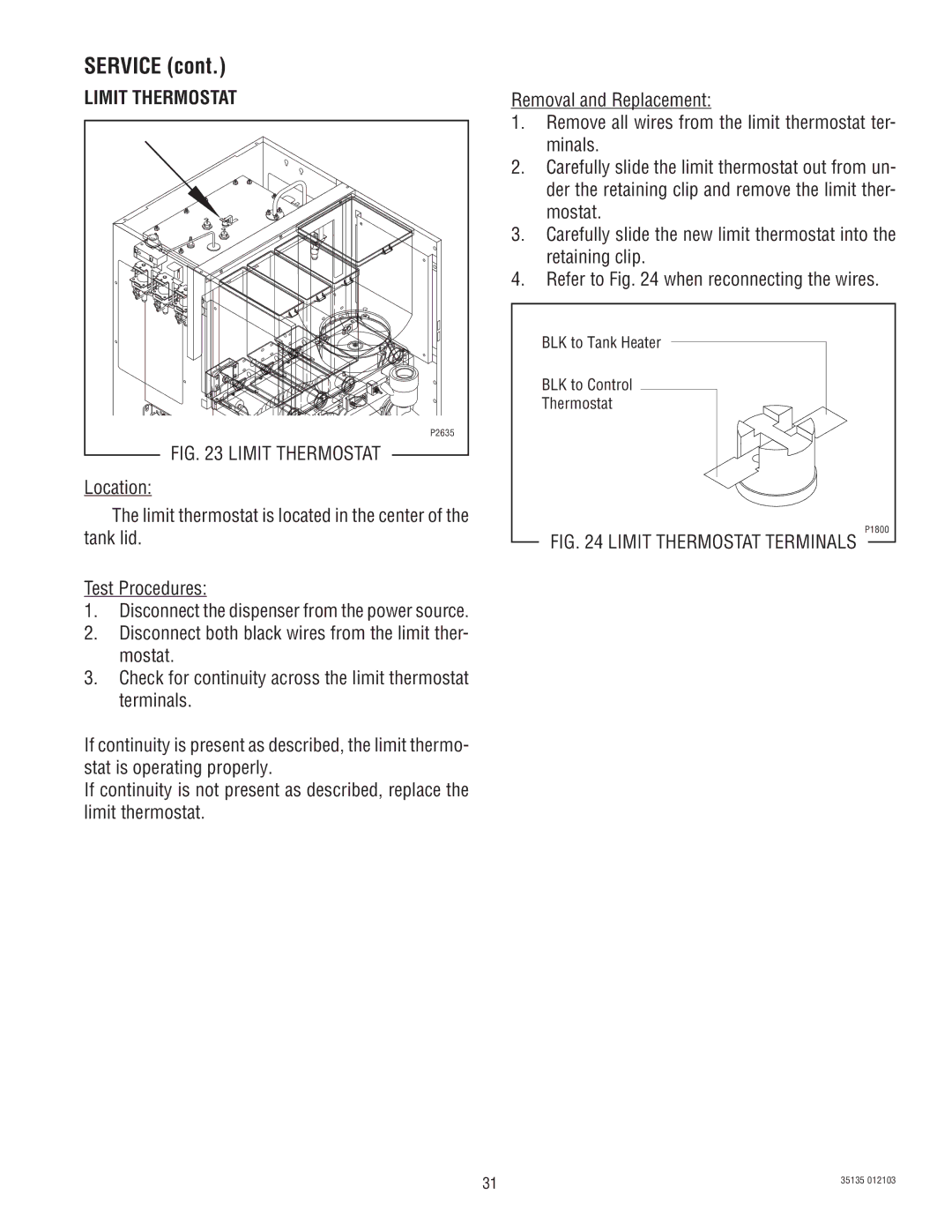 Bunn FMD-4, FMD-5 service manual Limit Thermostat 