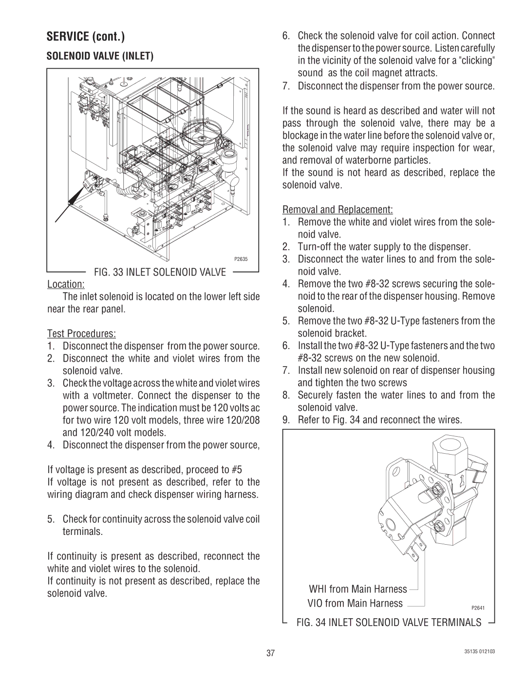 Bunn FMD-4, FMD-5 service manual Solenoid Valve Inlet, Inlet Solenoid Valve 