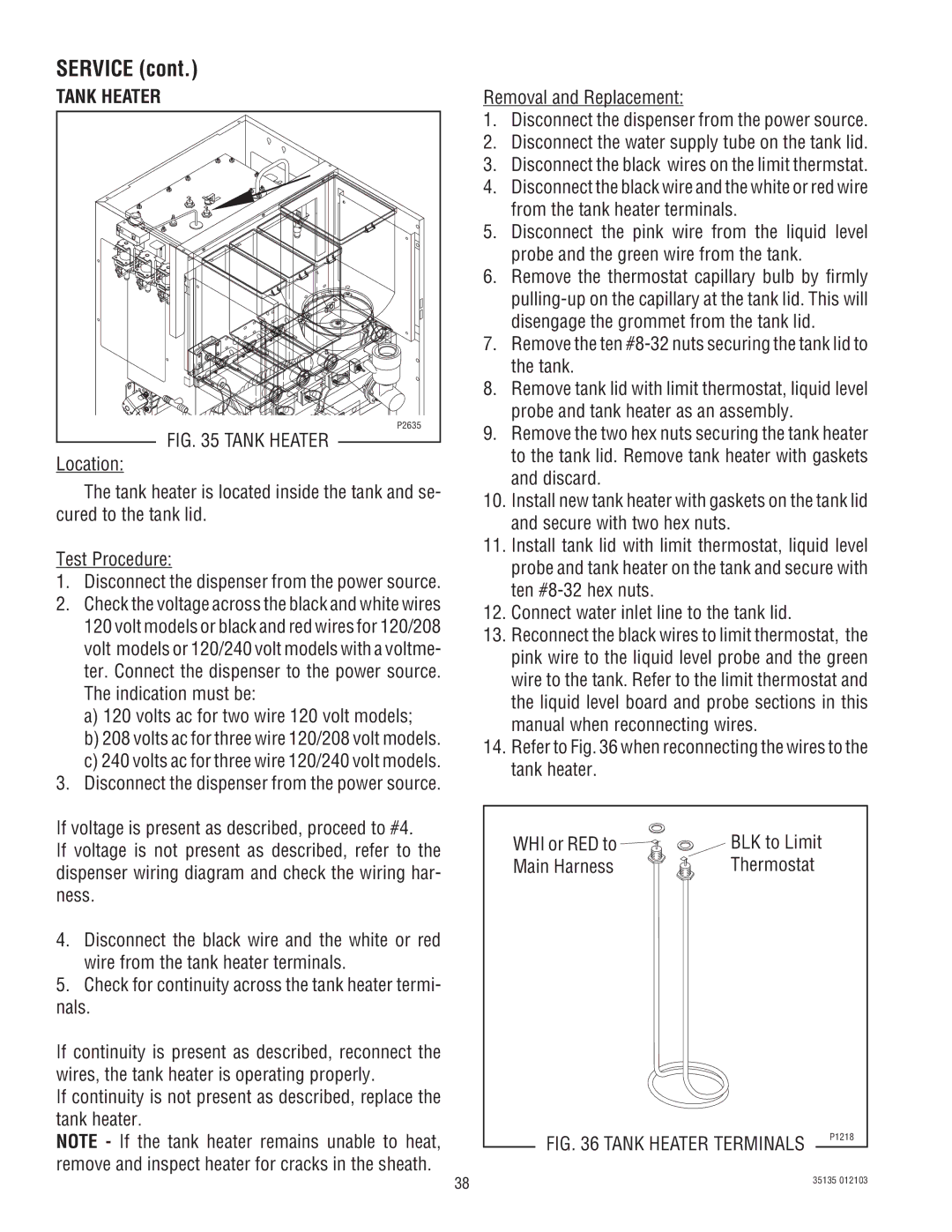 Bunn FMD-5, FMD-4 service manual Tank Heater, Main Harness Thermostat 