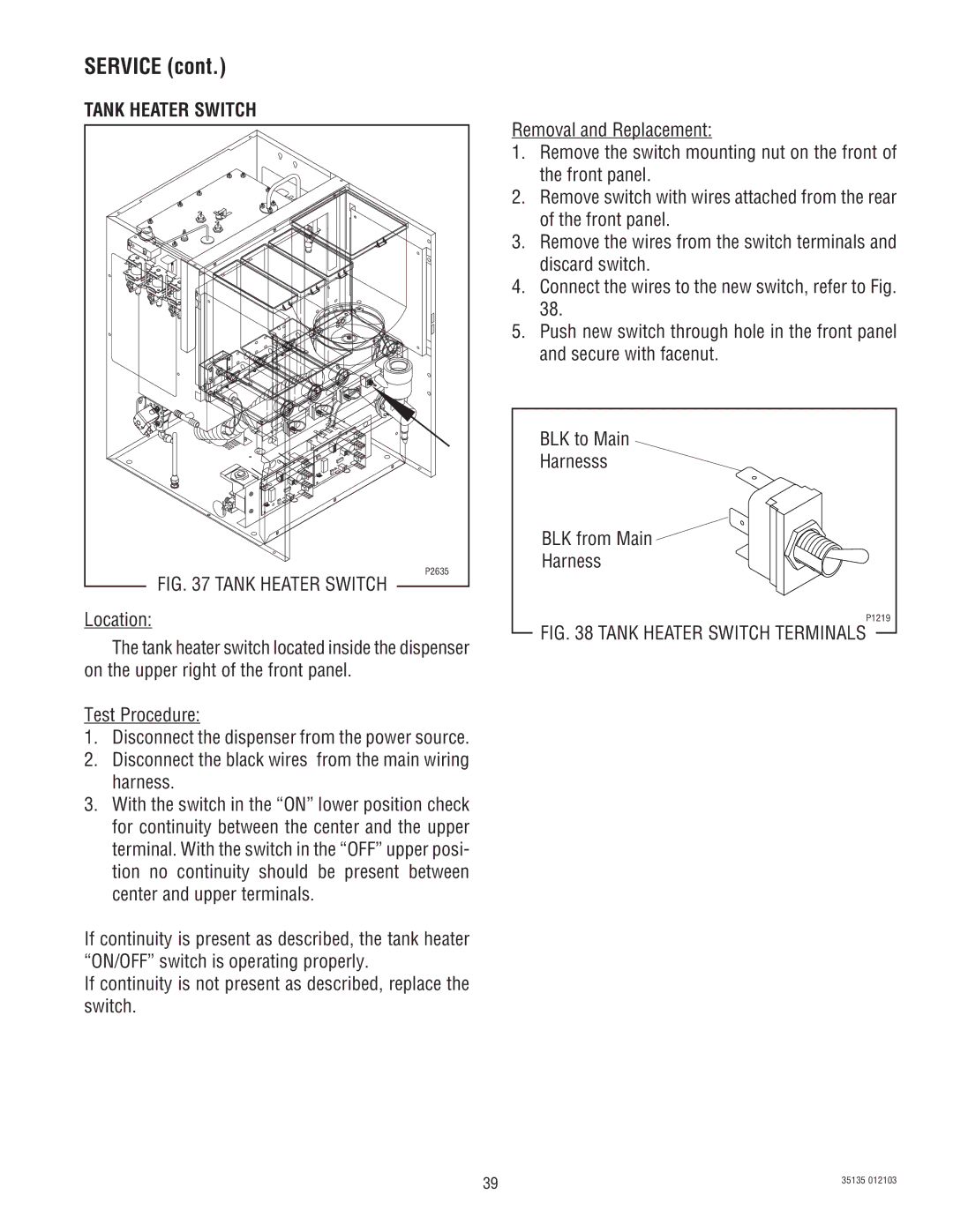 Bunn FMD-4, FMD-5 service manual Tank Heater Switch 