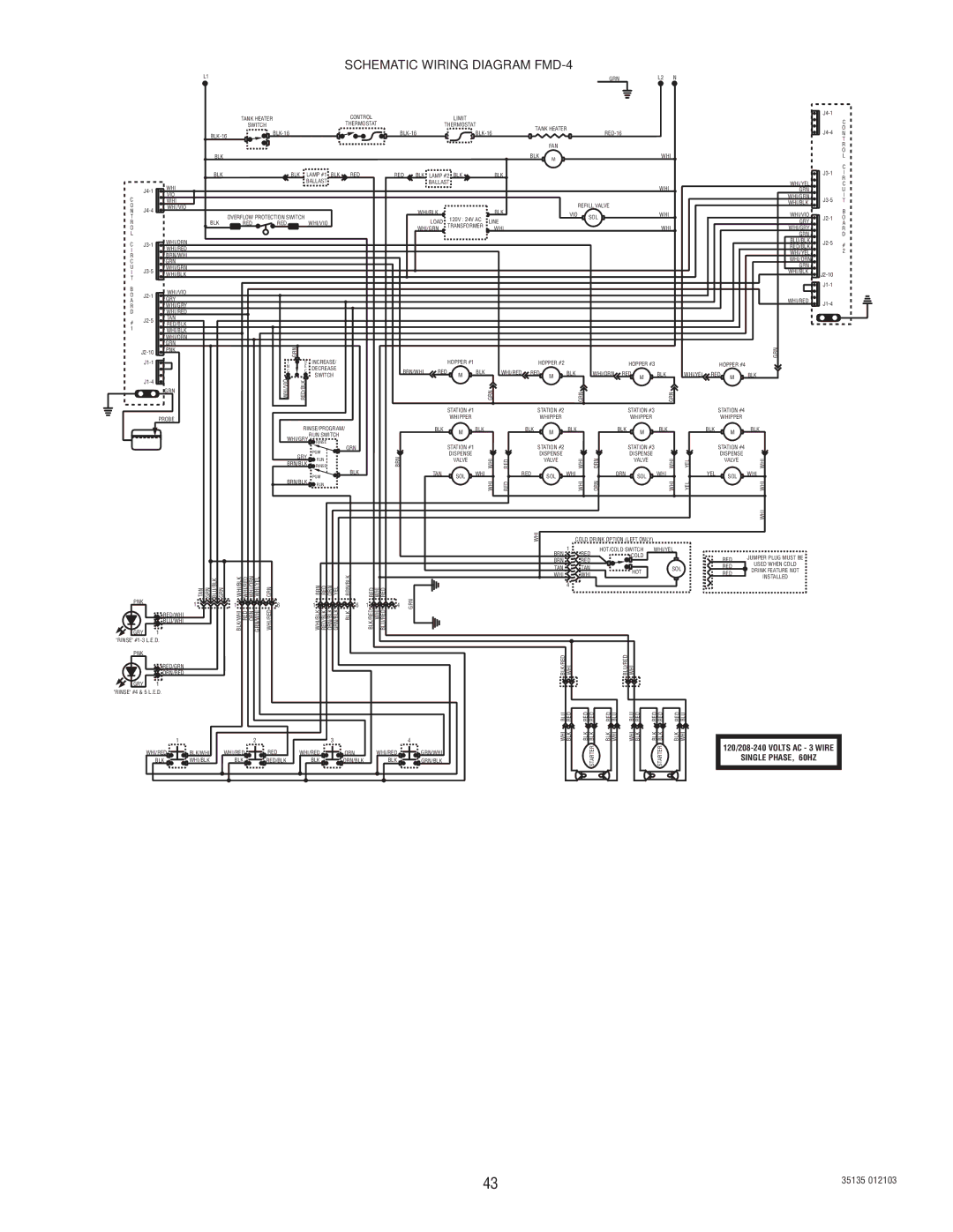 Bunn FMD-4, FMD-5 service manual Single PHASE, 60HZ 