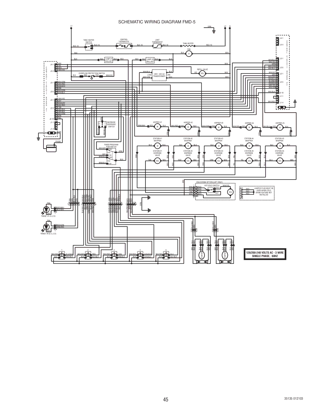 Bunn FMD-4, FMD-5 service manual Single PHASE, 60HZ 