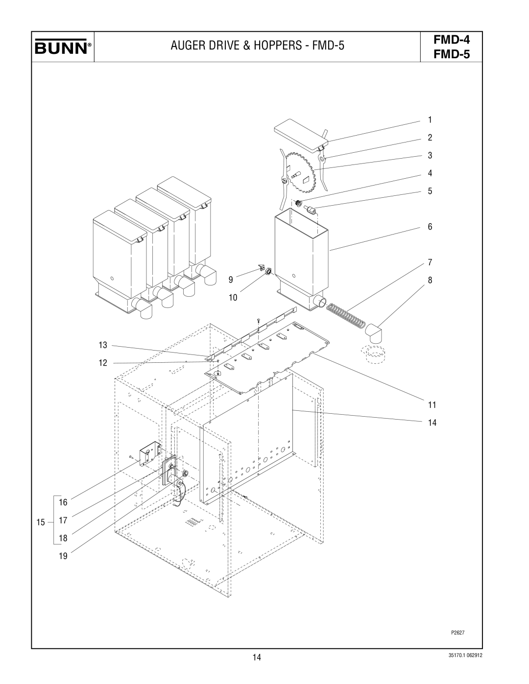 Bunn specifications Auger Drive & Hoppers FMD-5 